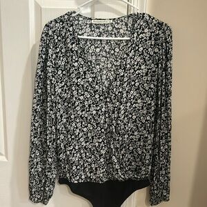 Abercrombie & Fitch black floral bodysuit